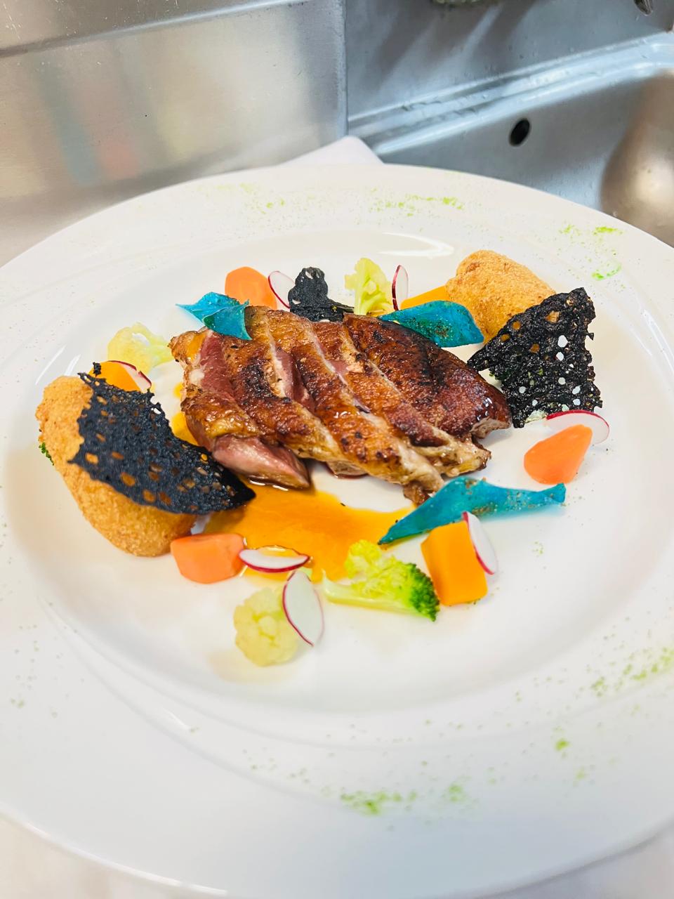 Duck breast with garnish